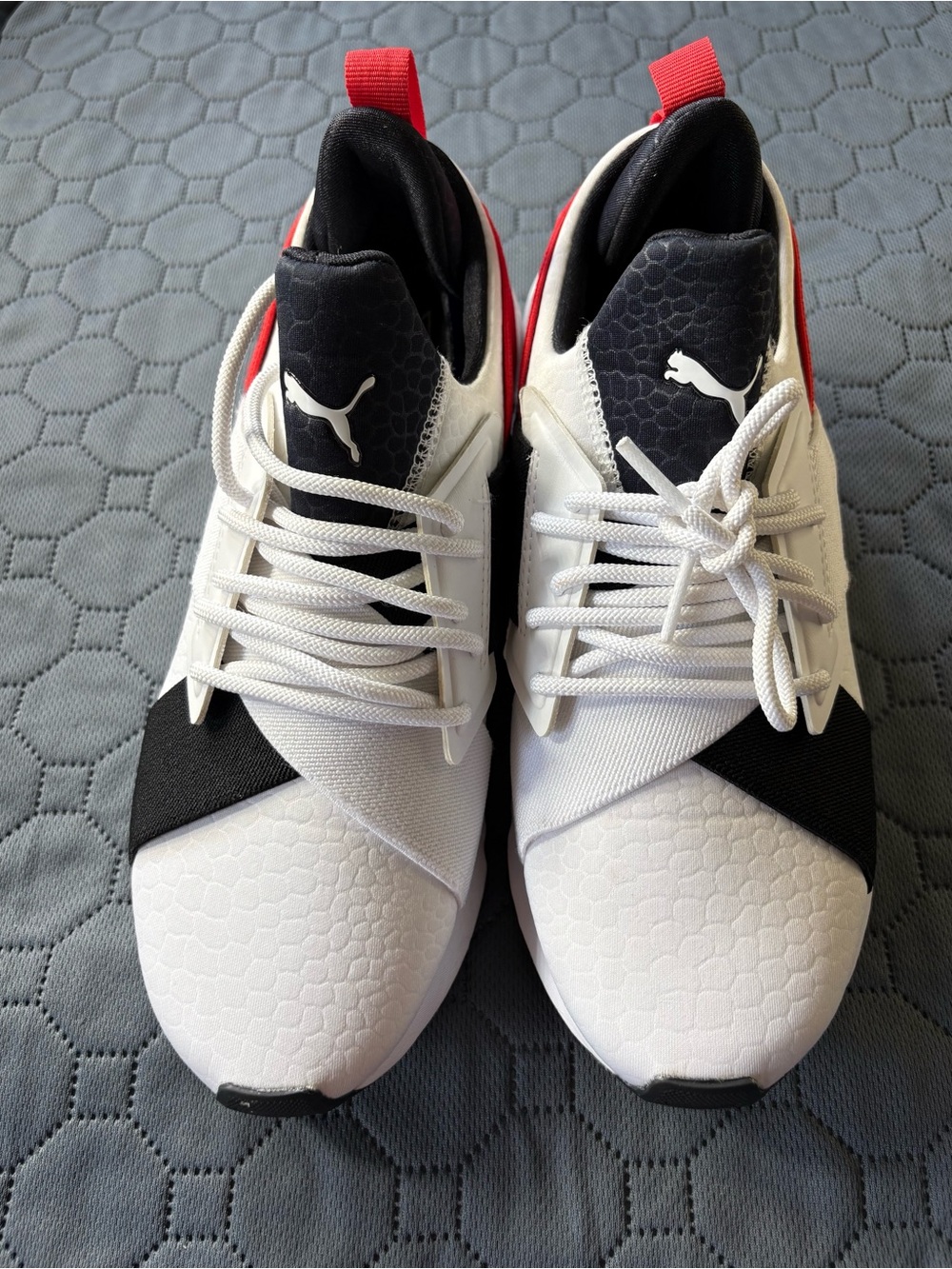 Puma boys  White, Black and Red Athletic Lace-Up Sneakers